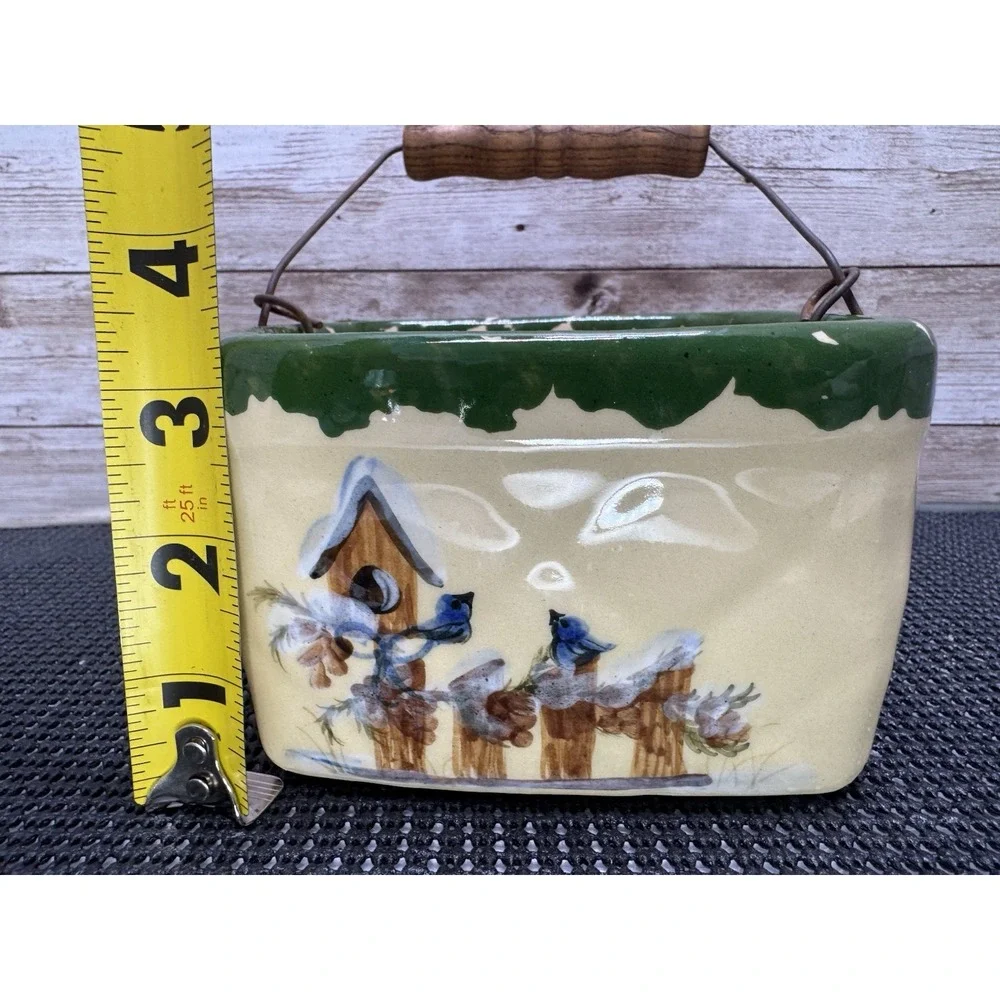 VTG Alpine Pottery Roseville Ohio Crock Bird Houses Bluebird Mini Bucket Planter